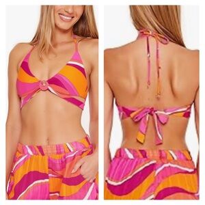 NEW Trina Turk Pink Orange Bikini Top 10 NWT